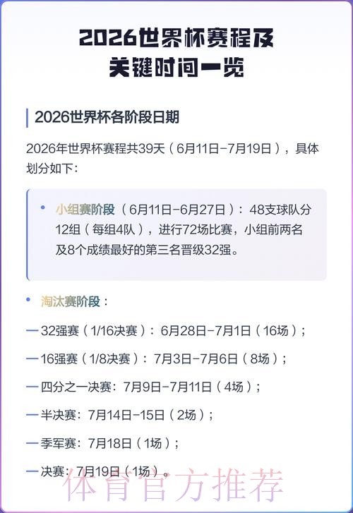 2026世界杯每日赛程详细安排完整安排实时查看